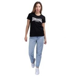 Koszulka damska Lonsdale Cartmel. Czarne bluzki sportowe damskie Lonsdale, xs, z bawełny, bez kołnierzyka, bez ramiączek. Za 120.00 zł.