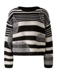 Oui Sweter w kolorze kremowo-czarnym rozmiar: 40. Brązowe swetry klasyczne damskie Oui, z wełny, bez kołnierzyka. Za 143.56 zł.