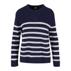 Sweter Damski W Paski Prążkowana. Białe swetry klasyczne damskie Urban Classics, l, prążkowane, bez kołnierzyka. Za 155.99 zł.