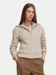 Tommy Hilfiger Sweter WW0WW46425 Beżowy Regular Fit. Brązowe swetry klasyczne damskie Tommy Hilfiger, xl, bez kołnierzyka. Za 699.99 zł.