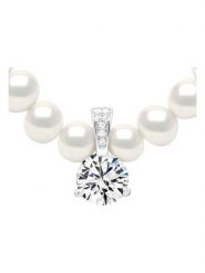 Pearline Naszyjnik z perłami i cyrkonią - dł. 42 cm rozmiar: onesize. Białe naszyjniki damskie Pearline, srebrne. Za 409.45 zł.