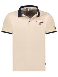Geographical Norway Koszulka polo "Kara" w kolorze beżowym rozmiar: M. Brązowe koszulki polo męskie Geographical Norway, m, bez wzorów, z bawełny, bez ramiączek. Za 92.21 zł.