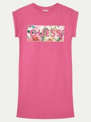 Guess Sukienka codzienna J5GK06 KAE24 Różowy Regular Fit. Czerwone sukienki dziewczęce Guess, z aplikacjami, z bawełny, bez ramiączek. Za 99.99 zł.