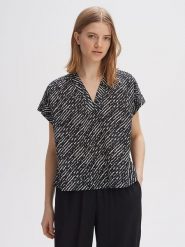 OPUS Bluzka w kolorze czarnym rozmiar: 36. Czarne bluzki damskie Opus, bez wzorów, z bawełny, bez kołnierzyka, bez ramiączek. Za 121.99 zł.