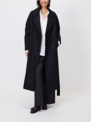Płaszcz z domieszką wełny - czarny. Czarne płaszcze damskie Reserved, l, bez wzorów, z tkaniny. Za 299.99 zł.