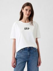 GAP Koszulka w kolorze białym rozmiar: XL. Białe bluzki damskie GAP, xl, bez wzorów, z bawełny, bez kołnierzyka, bez ramiączek. Za 100.99 zł.