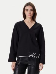 KARL LAGERFELD Bluza A4W20040 Czarny Regular Fit. Czarne bluzy bez kaptura damskie Karl Lagerfeld, xl, z bawełny. Za 679.99 zł.