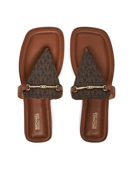 MICHAEL Michael Kors Japonki Lena 40R5LEFS2B Brązowy. Brązowe klapki damskie MICHAEL Michael Kors, bez wzorów, ze lnu, bez obcasa. Za 539.99 zł.
