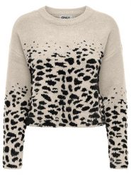 ONLY Sweter w kolorze kremowo-czarnym rozmiar: S. Brązowe swetry klasyczne damskie Only, s, bez kołnierzyka. Za 87.81 zł.