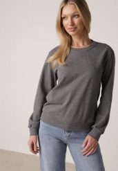 Ciemnoszara Bluza z Bawełną Ozdobiona Ściągaczami Hilani. Szare bluzy bez kaptura damskie Born2be, l, z bawełny. Za 49.99 zł.