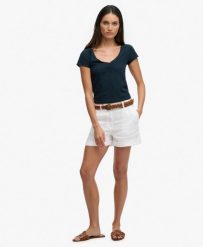 Superdry Mid Rise Linen Shorts 100% len, lekki. Białe szorty męskie Superdry., na lato, bez wzorów, ze lnu, klasyczne. Za 336.85 zł.