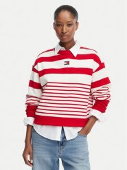 Tommy Jeans Bluza DW0DW22824 Czerwony Regular Fit. Czerwone bluzy bez kaptura damskie Tommy Jeans, s, z bawełny. Za 449.99 zł.