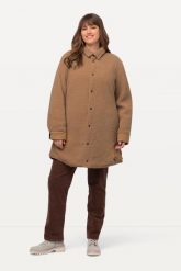Damskie Kurtka dwustronna pikowanie/plusz kołnierzyk koszulowy zatrzaski. Czarne kurtki damskie Ulla Popken, plus size, bez wzorów, z materiału, z kapturem. Za 639.99 zł.