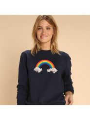 WOOOP Bluza "Candy rainbow" w kolorze granatowym rozmiar: M. Niebieskie bluzy bez kaptura damskie Wooop, m, z bawełny. Za 109.78 zł.
