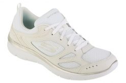 Buty sportowe Sneakersy damskie, Skechers Summits Suited. Białe buty sportowe na co dzień damskie Skechers, bez wzorów, z materiału, trekkingowe. Za 209.99 zł.