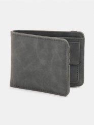 Portfel z imitacji zamszu - szary. Szare portfele męskie Sinsay, bez wzorów. Za 25.99 zł.