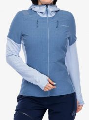 Bluza z kapturem damska La Sportiva Session Tech Hoody. Niebieskie bluzy sportowe damskie La Sportiva, l, bez wzorów, z materiału, bez ramiączek, z kapturem. Za 522.49 zł.