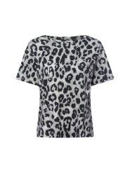 Monari Koszulka damska Kobiety Bawełna czarny|szary wzorzysty, 44. Czarne t-shirty damskie Monari, bez wzorów, z bawełny, bez kołnierzyka. Za 349.95 zł.