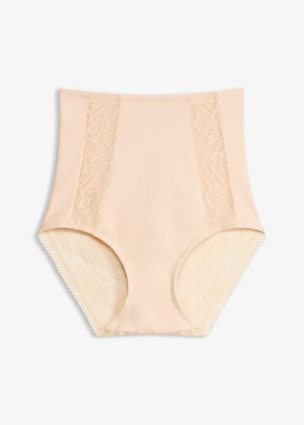 Figi o średnim stopniu modelowania, z koronką. Brązowe figi damskie bonprix, bez wzorów, z koronki. Za 32.99 zł.