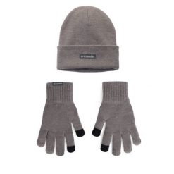 Zestaw czapka i rękawiczki Columbia. Szare czapki zimowe damskie Columbia, z dzianiny. Za 179.99 zł.