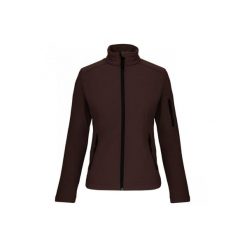 Kurtka damska Kariban Softshell. Brązowe kurtki damskie KARIBAN, bez wzorów, z softshellu, bez kaptura. Za 205.00 zł.