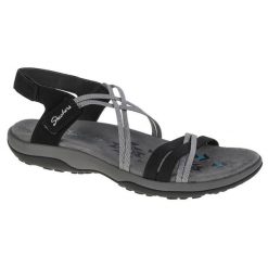 Sandały Skechers Model Reggae Slim-takes Two Kolor Czarny. Czarne sandały damskie Skechers, bez wzorów, z gumy, bez obcasa. Za 229.99 zł.