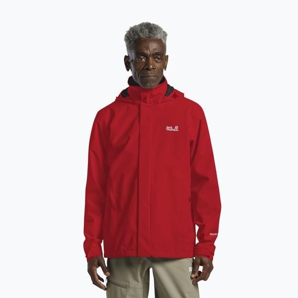 Kurtka przeciwdeszczowa męska Jack Wolfskin Trailtime 2L. Czerwone kurtki męskie Jack Wolfskin, l, bez wzorów, z materiału, bez kaptura. Za 449.99 zł.