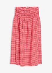 Spódnica maxi z elastycznej mieszanki bawełny. Czerwone spódniczki damskie bonprix, bez wzorów, z bawełny, maxi, trapezowe. Za 54.99 zł.