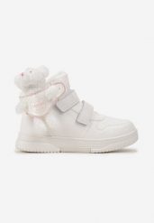 Białe Płaskie Botki Sneakersy z Misiem Devanda. Białe botki dziewczęce Renee, na jesień, bez wzorów, z jeansu, bez ramiączek. Za 119.99 zł.