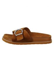 GANT Footwear Skórzane klapki "Mardale" w kolorze jasnobrązowym rozmiar: 38. Brązowe klapki damskie GANT Footwear, bez wzorów, bez obcasa. Za 208.85 zł.