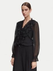 Morgan Bluzka 252-CATHY Czarny Regular Fit. Czarne bluzki damskie Morgan, bez wzorów, z syntetyku, bez ramiączek. Za 299.99 zł.