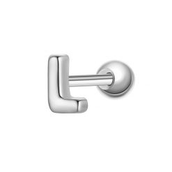 Glanzstücke München Piercing Litera L ze srebra próby 925 w kolorze srebrnym Kolczyki 1 ct Damski. Szare kolczyki damskie Glanzstücke München, srebrne. Za 110.49 zł.