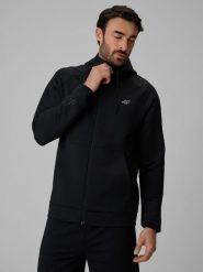 4F Bluza treningowa regular z kapturem męska - czarna M. Czarne bluzy z kapturem męskie 4f, m. Za 229.99 zł.