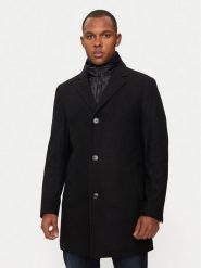 Hechter Paris Płaszcz wełniany 45014 142270 Czarny Regular Fit. Czarne płaszcze męskie Hechter Paris, na zimę, m, bez wzorów, z syntetyku. Za 1,199.00 zł.