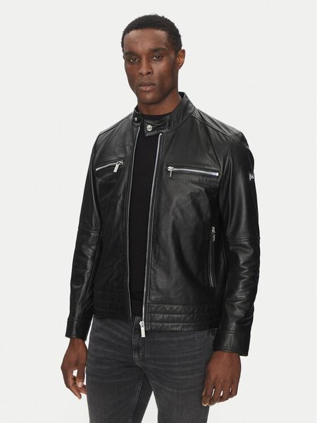 KARL LAGERFELD Kurtka skórzana 555083 551420 Czarny Regular Fit. Czarne kurtki męskie Karl Lagerfeld, m, bez wzorów, ze skóry, bez kaptura. Za 2,129.00 zł.