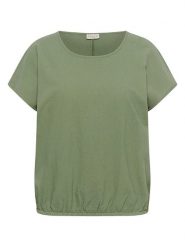 KAFFE curve Bluzka w kolorze zielonym rozmiar: 54. Zielone bluzki damskie KAFFE curve, bez wzorów, z bawełny, bez kołnierzyka, bez ramiączek. Za 104.99 zł.