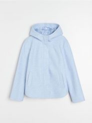 Kurtka z kapturem - błękitny. Niebieskie kurtki damskie Sinsay, l, bez wzorów, z kapturem. Za 99.99 zł.