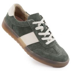 Skórzane półbuty damskie sportowe khaki Filippo DP6770. Brązowe półbuty damskie Filippo, bez wzorów, ze skóry, sportowe, bez obcasa. Za 167.99 zł.