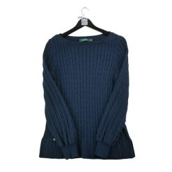 Sweter damski w kolorze navy. Niebieskie swetry klasyczne damskie Ralph Lauren, l, z tkaniny, bez kołnierzyka. Za 127.76 zł.