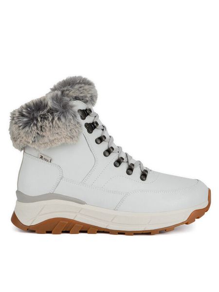 Rieker Revolution Lifestyle Trzewiki W0063-80 Biały. Białe botki damskie Rieker Revolution Lifestyle, ze skóry, bez obcasa, na płaskiej podeszwie, bez zapięcia. Za 412.99 zł.