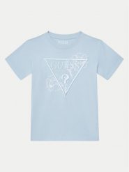 Guess T-Shirt L5GI09 K8HM4 Błękitny Regular Fit. Niebieskie t-shirty chłopięce Guess, z aplikacjami, z bawełny, bez ramiączek. Za 79.99 zł.