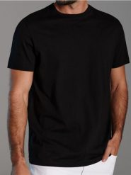MEN`S T-SHIRT - czarny. Czarne t-shirty męskie Sinsay, l, bez wzorów, z bawełny, bez kołnierzyka. Za 9.99 zł.