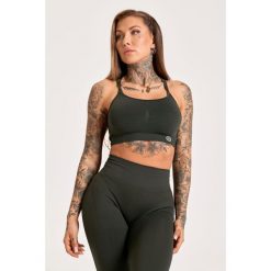 Stanik fitness cardio damski Gym Glamour push up 2.0. Brązowe biustonosze sportowe damskie GYM GLAMOUR, bez wzorów. Za 159.99 zł.