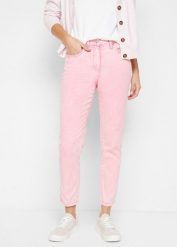 Spodnie z diagonalu, o skróconej długości z mieszanki bawełny. Brązowe spodnie materiałowe damskie bonprix, bez wzorów, z bawełny. Za 117.99 zł.