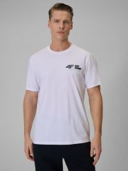 4F T-shirt regular gładki męski - biały XL. Białe t-shirty męskie 4f, m, bez wzorów, z dresówki, bez kołnierzyka. Za 69.99 zł.