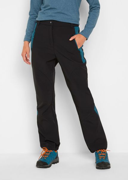 Spodnie softshell, odpychające wodę, Straight Fit. Czarne spodnie dresowe damskie bonprix, z softshellu. Za 219.99 zł.