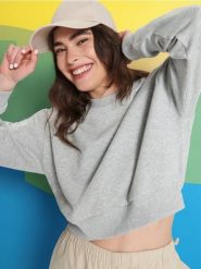 Bluza ze ściągaczami - szary. Szare bluzy bez kaptura damskie Sinsay, l, z bawełny. Za 35.99 zł.