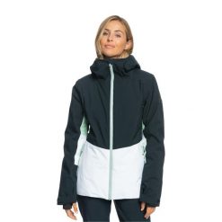 Kurtka snowboardowa damska ROXY Peakside. Czarne kurtki damskie Roxy, na zimę, l, bez wzorów, bez kaptura. Za 579.99 zł.