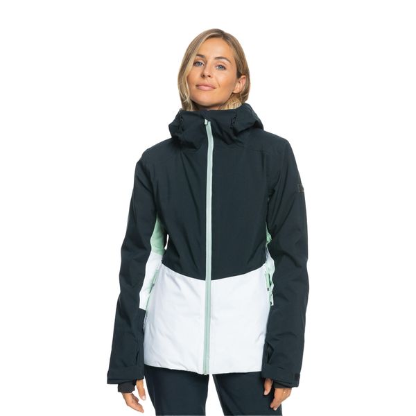 Kurtka snowboardowa damska ROXY Peakside. Czarne kurtki damskie Roxy, m, bez wzorów, bez kaptura, narciarskie. Za 579.99 zł.