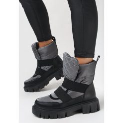 Czarno-Szare Śniegowce Wsuwane Pikowane Florine. Czarne śniegowce damskie Born2be, z jeansu. Za 129.99 zł.